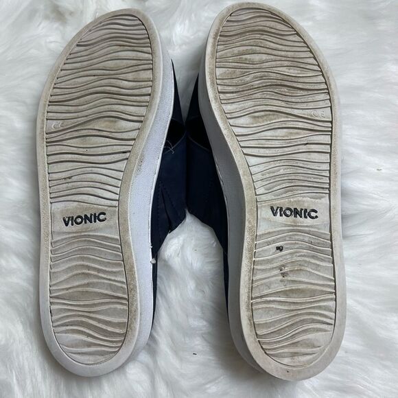 Vionic Lou Leather suede Navy blue straps platform sandals size 8 - Picture 6 of 7